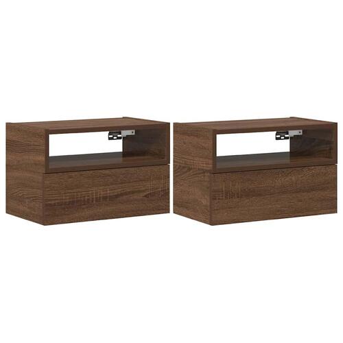 Væghængte sengeborde 2 stk. 45x26x28,5 cm brun egetræsfarve