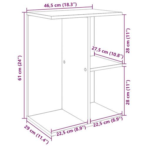 Sengebord 46,5x29x61 cm konstrueret træ sonoma-eg