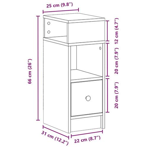 Sengebord med skuffe 25x31x66 cm sort