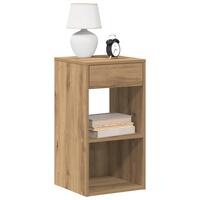 Sengeborde med skuffe 2 stk. 35x34x66,5 cm egetræsfarve