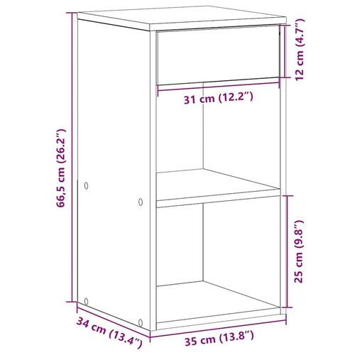 Sengeborde med skuffe 2 stk. 35x34x66,5 cm egetræsfarve