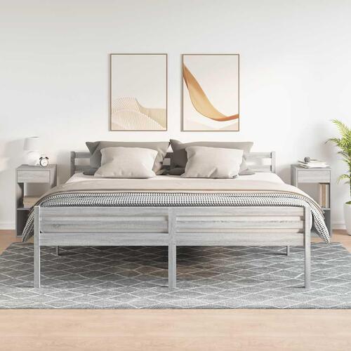 Sengeborde med skuffe 2 stk. 35x34x66,5 cm grå sonoma-eg
