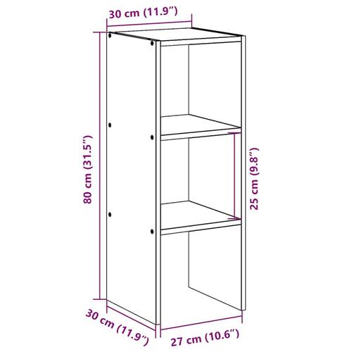 Bogreol stabelbar 30x30x80 cm konstrueret træ hvid