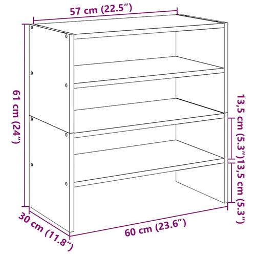 Skostativer stabelbare 2 stk. 60x30x30,5 cm egetræsfarvet
