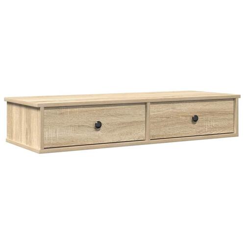 Væghylde med skuffer 100x37,5x19 cm konstrueret træ sonoma-eg