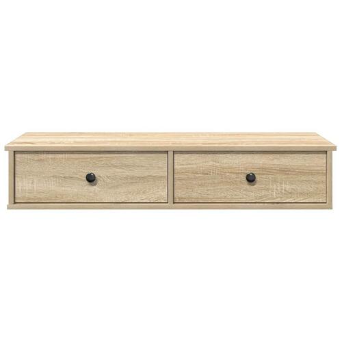 Væghylde med skuffer 100x37,5x19 cm konstrueret træ sonoma-eg
