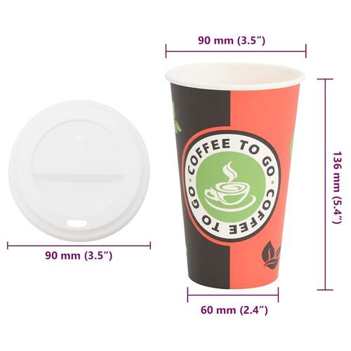 Kaffekopper af papir med låg 1000 stk. 16oz 400ml