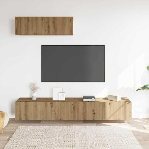 Væghængte tv-skabe 3 stk. 100x30x30 cm egetræsfarve