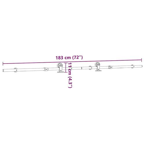Hardwarekit til skydedør 183 cm rustfrit stål sølvfarvet