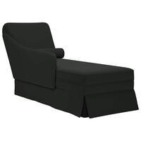 Chaiselong med bolster og højre armlæn fløjl sort