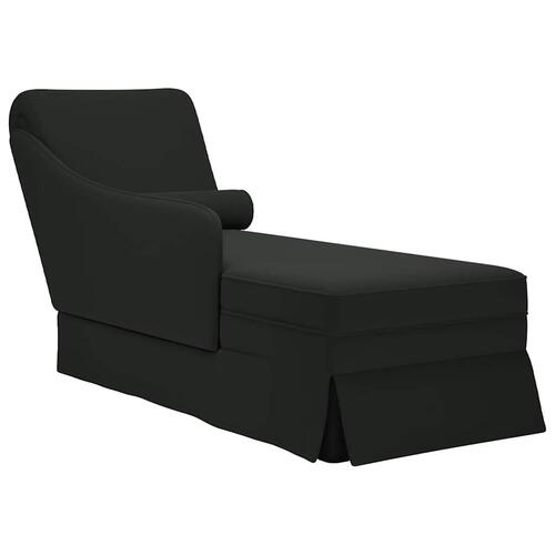 Chaiselong med bolster og højre armlæn fløjl sort