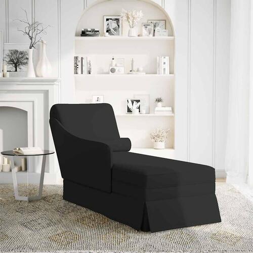 Chaiselong med bolster og højre armlæn fløjl sort