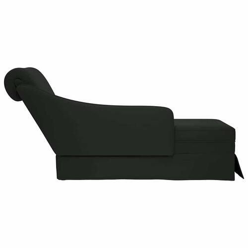Chaiselong med bolster og højre armlæn fløjl sort
