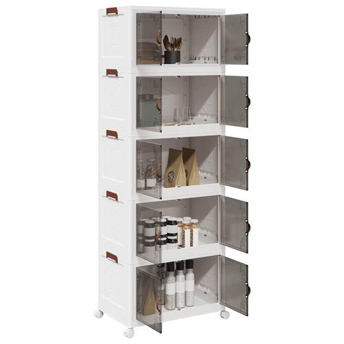 Stabelbar opbevaringskasse med hjul 5-etagers 75 L 64x40x179 cm