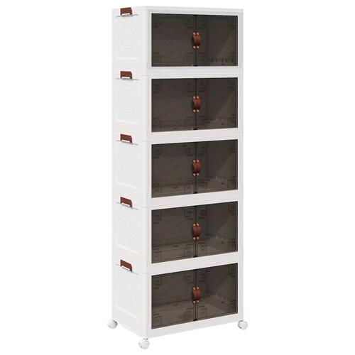 Stabelbar opbevaringskasse med hjul 5-etagers 75 L 64x40x179 cm