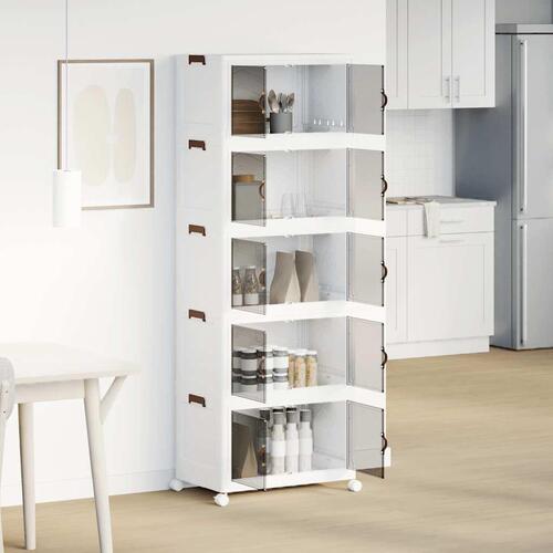 Stabelbar opbevaringskasse med hjul 5-etagers 75 L 64x40x179 cm