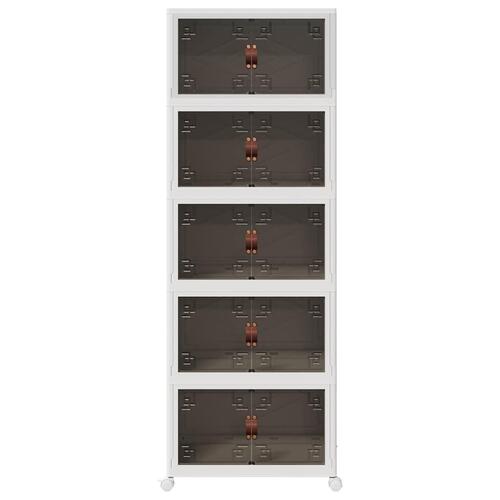 Stabelbar opbevaringskasse med hjul 5-etagers 75 L 64x40x179 cm