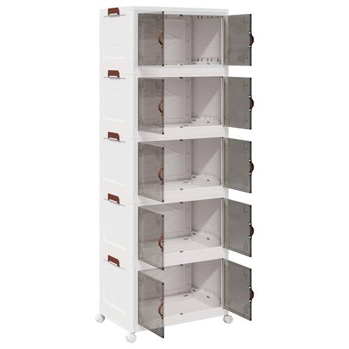 Stabelbar opbevaringskasse med hjul 5-etagers 75 L 64x40x179 cm