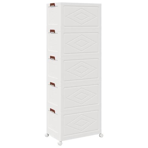 Stabelbar opbevaringskasse med hjul 5-etagers 75 L 64x40x179 cm