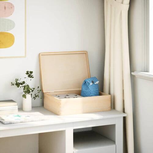 Trækasse med låg 40x30x13 cm massivt fyrretræ