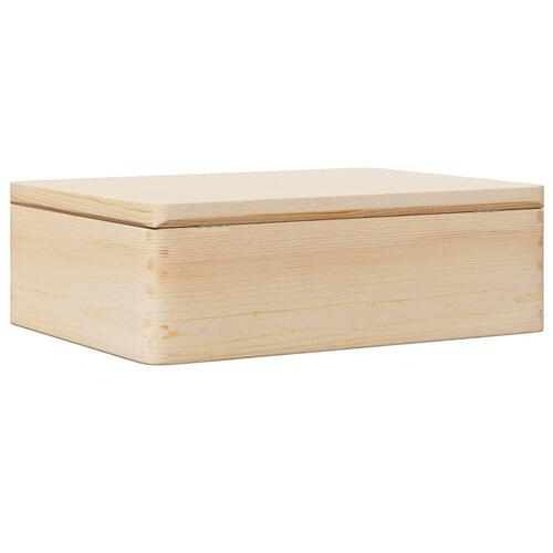 Trækasse med låg 40x30x13 cm massivt fyrretræ