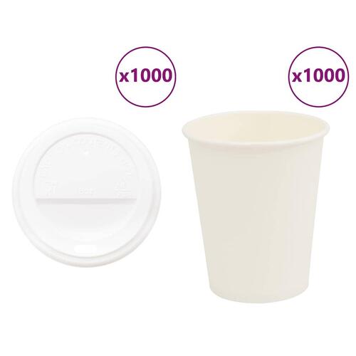 Kaffekopper af papir med låg 1000 stk. 8oz 200ml