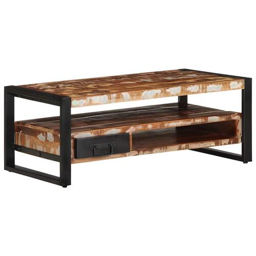 Sofabord 90x50x36 cm massivt genbrugstræ flerfarvet