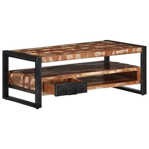 Sofabord 90x50x36 cm massivt genbrugstræ flerfarvet