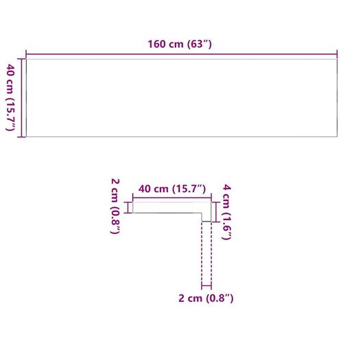Vindueskarme 2 stk ubehandlet 160x40x2 cm massivt egetræ