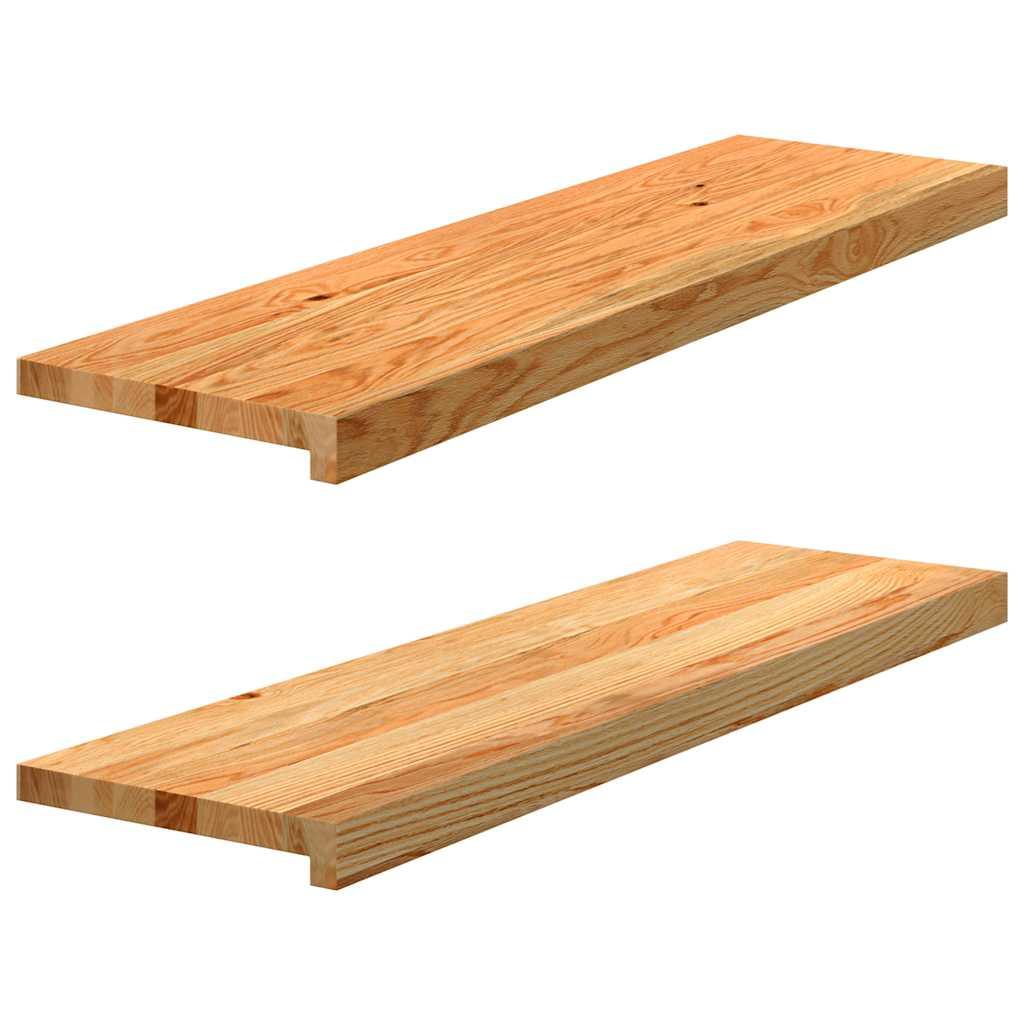 Vindueskarme 2 stk lysebrun 90x30x2 cm massivt egetræ
