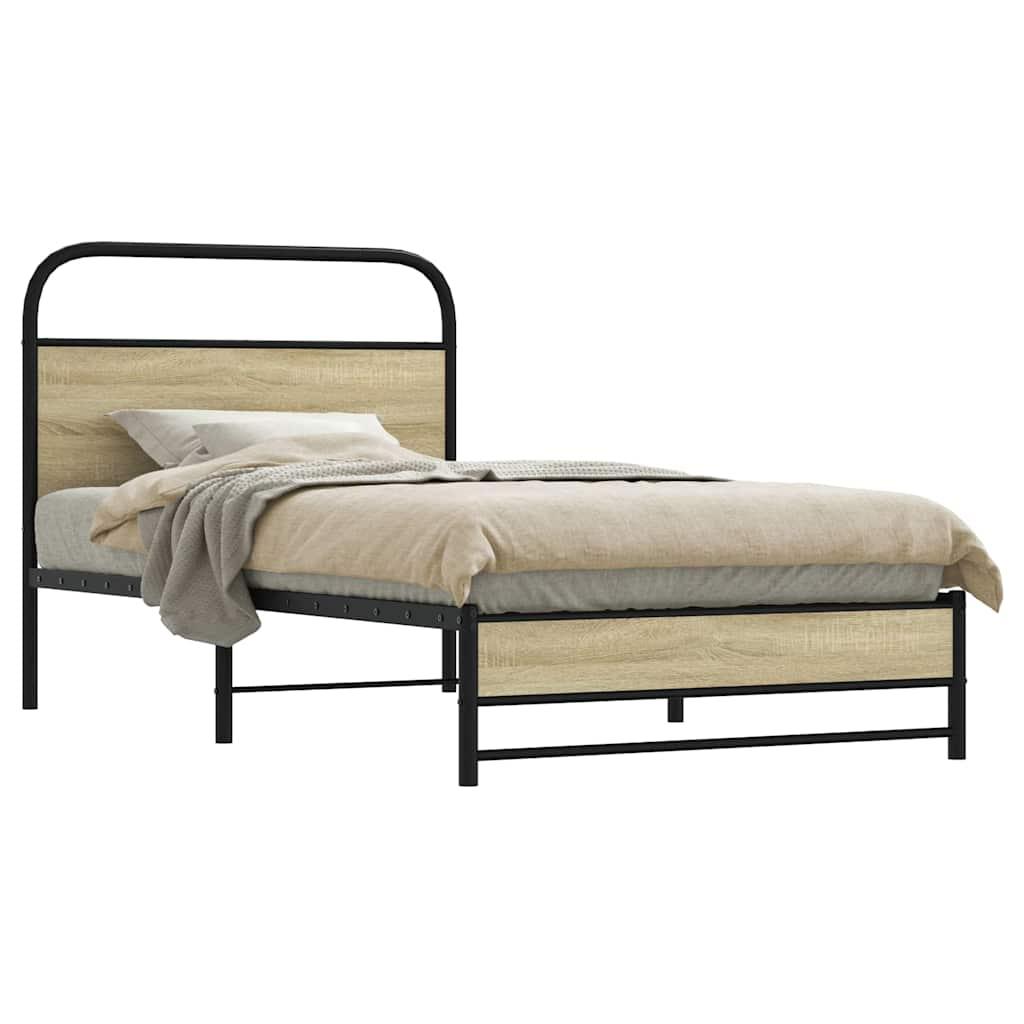 Sengeramme 107x203 cm uden madras konstrueret træ sonoma-eg billede