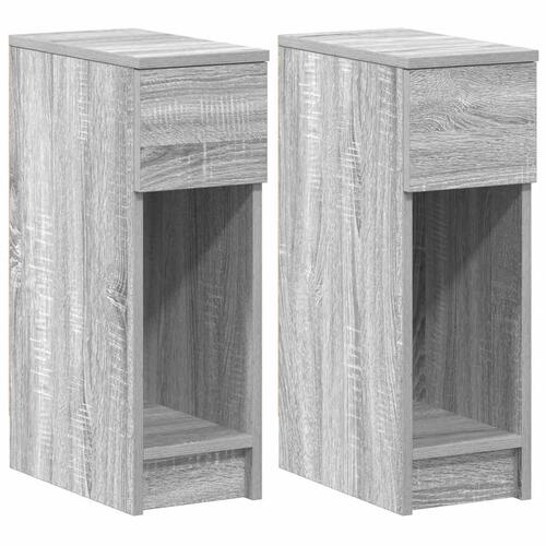 Sengeborde med skuffe 2 stk. 20x36x60 cm grå sonoma-eg