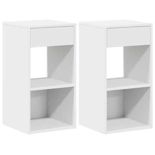 Sengeborde med skuffe 2 stk. 35x34x66,5 cm hvid