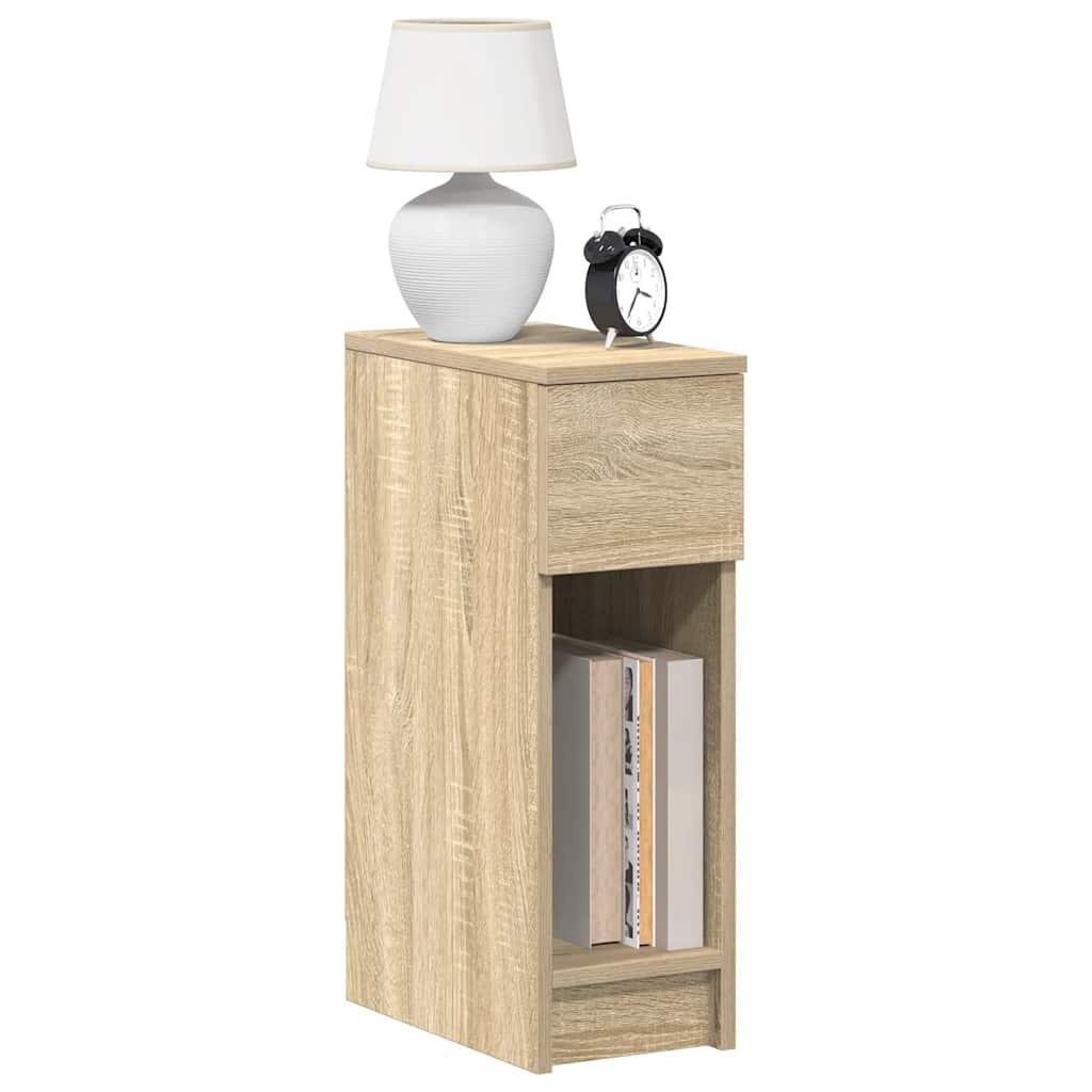 Sengeborde med skuffe 2 stk. 20x36x60 cm sonoma-eg
