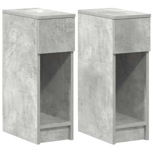 Sengeborde med skuffe 2 stk. 20x36x60 cm betongrå