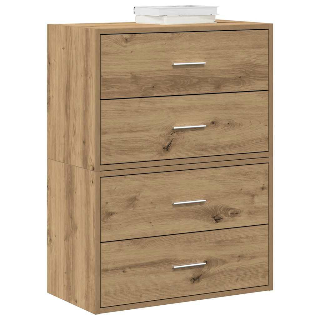 Skabe med 2 skuffer 2 stk. 60x31x40 cm egetræsfarvet