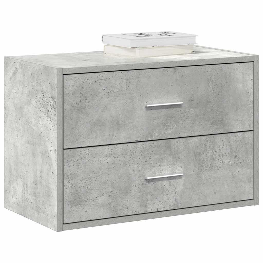 Skab med 2 skuffer 60x31x40 cm konstrueret træ betongrå