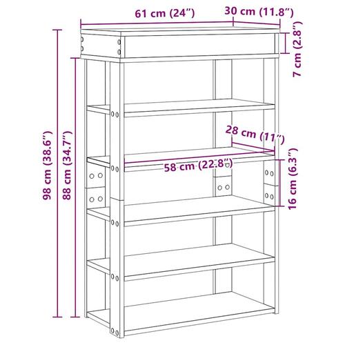Skostativ 60x30x98 cm konstrueret træ sort