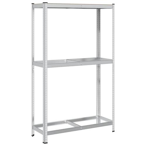 2-lags dækhylde 110x40x180 cm stål konstrueret træ sølvfarvet