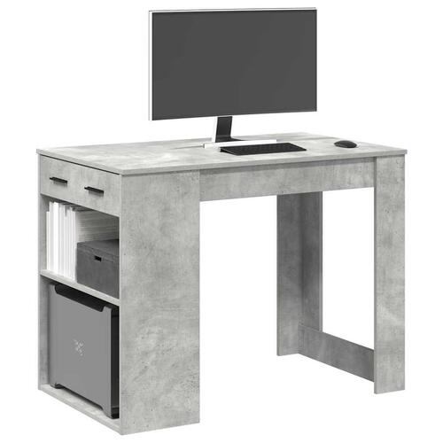 Skrivebord med skuffe og hylde 102x62x77,5 cm betongrå