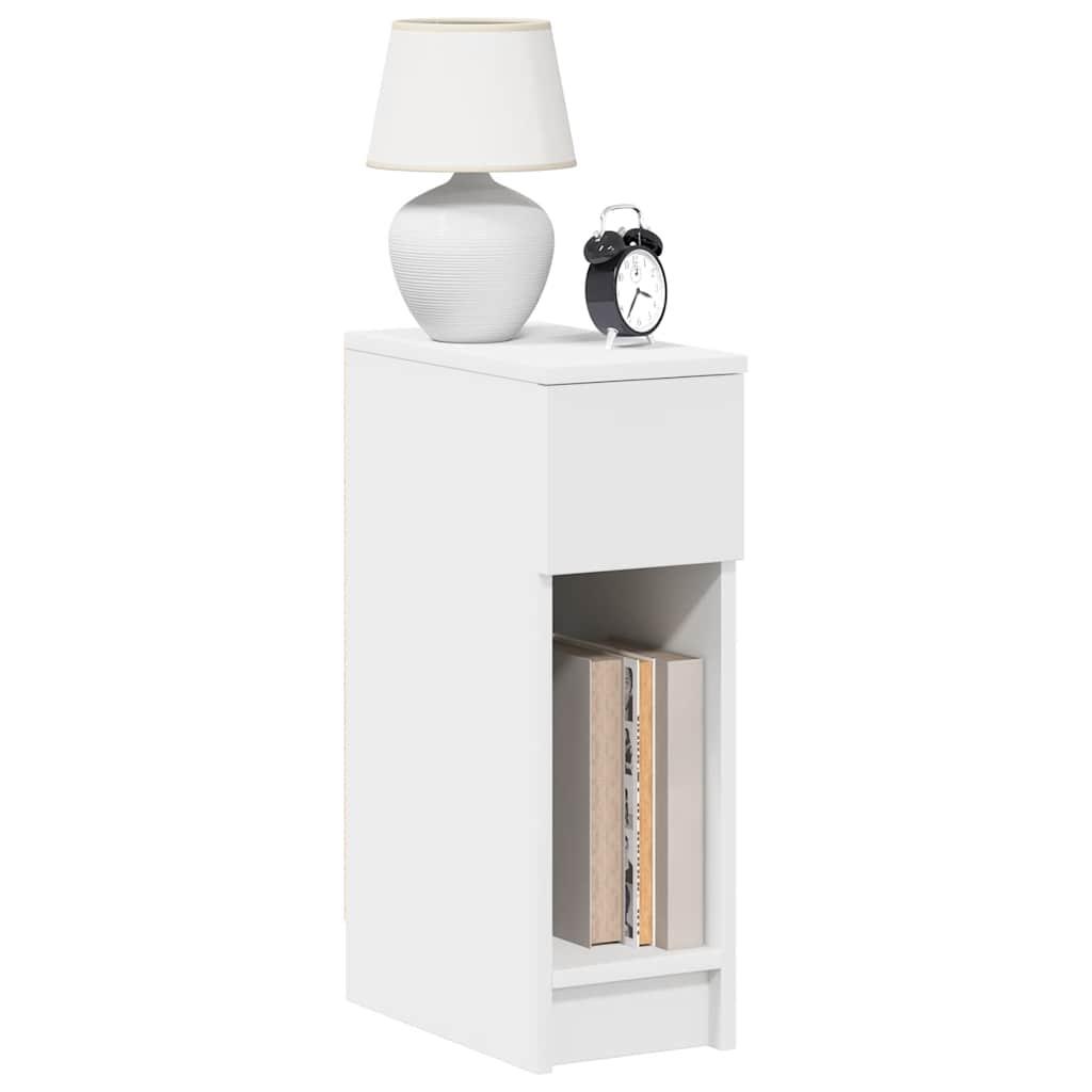 Sengeborde med skuffe 2 stk. 20x36x60 cm hvid