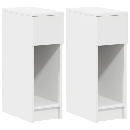 Sengeborde med skuffe 2 stk. 20x36x60 cm hvid
