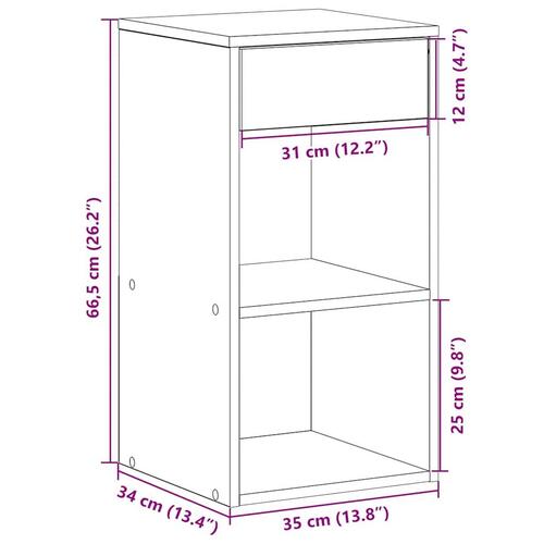 Sengebord med skuffe 35x34x66,5 cm hvid