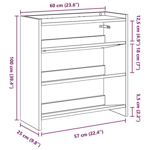 Skoreol 60x25x62 cm konstrueret træ røget egetræsfarve