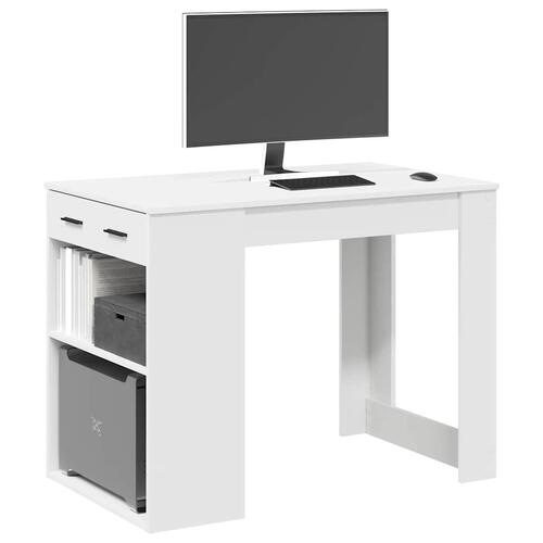 Skrivebord med skuffe og hylde 102x62x77,5 cm hvid