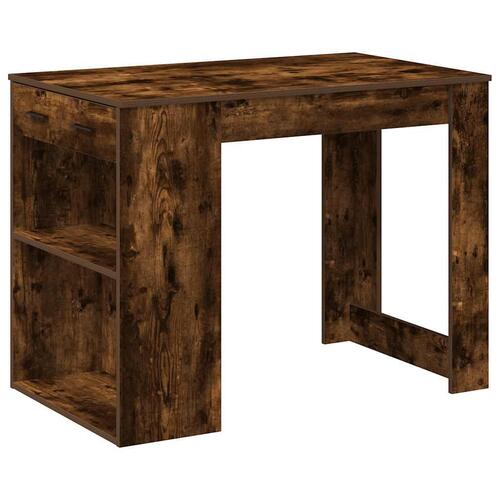 Skrivebord med skuffe og hylde 102x62x77,5cm røget egetræsfarve