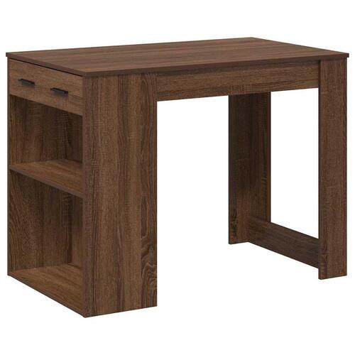 Skrivebord med skuffe og hylde 102x62x77,5 cm brun egetræ