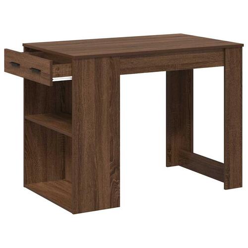 Skrivebord med skuffe og hylde 102x62x77,5 cm brun egetræ