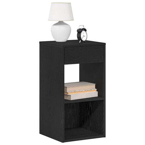 Sengebord med skuffe 35x34x66,5 cm sort-eg