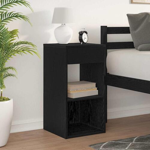 Sengebord med skuffe 35x34x66,5 cm sort-eg